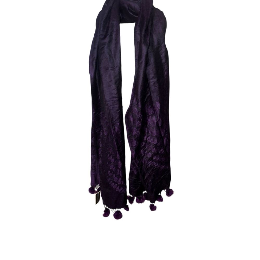 NEW WITH TAGS Pashmina VERY MODA Scarf Women's Scarf Wrap Shawl PURPLE/BLACK Wr - Picture 6 of 11